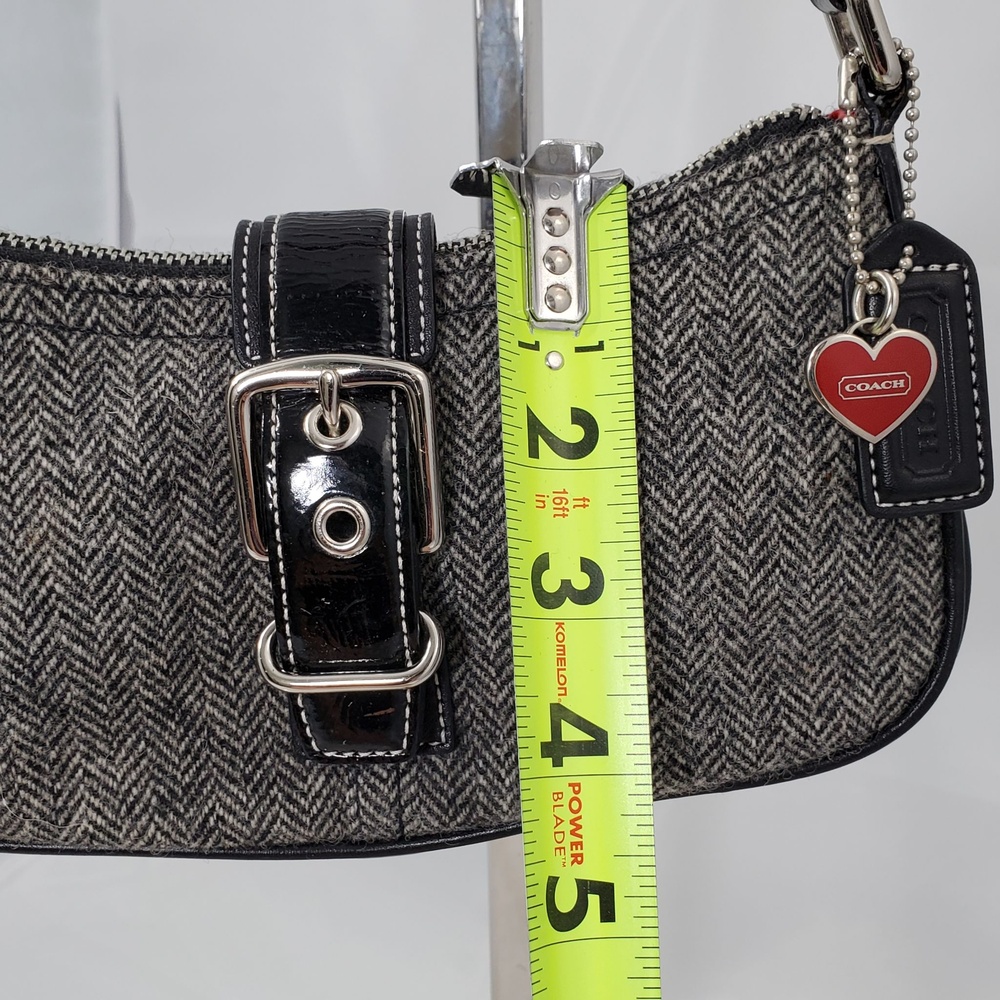 Vintage 2004 Y2K Coach Hamptons Herringbone Wool Leather Shoulder Bag Heart 1406 - Picture 7 of 16